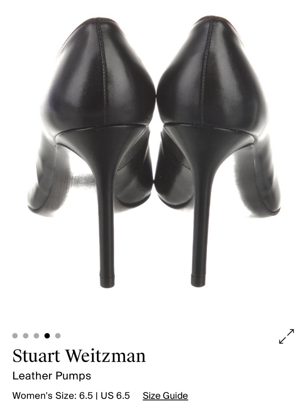 Stuart Weitzman Black Leather Pointed-Toe Stiletto Pumps - Picture 6 of 7